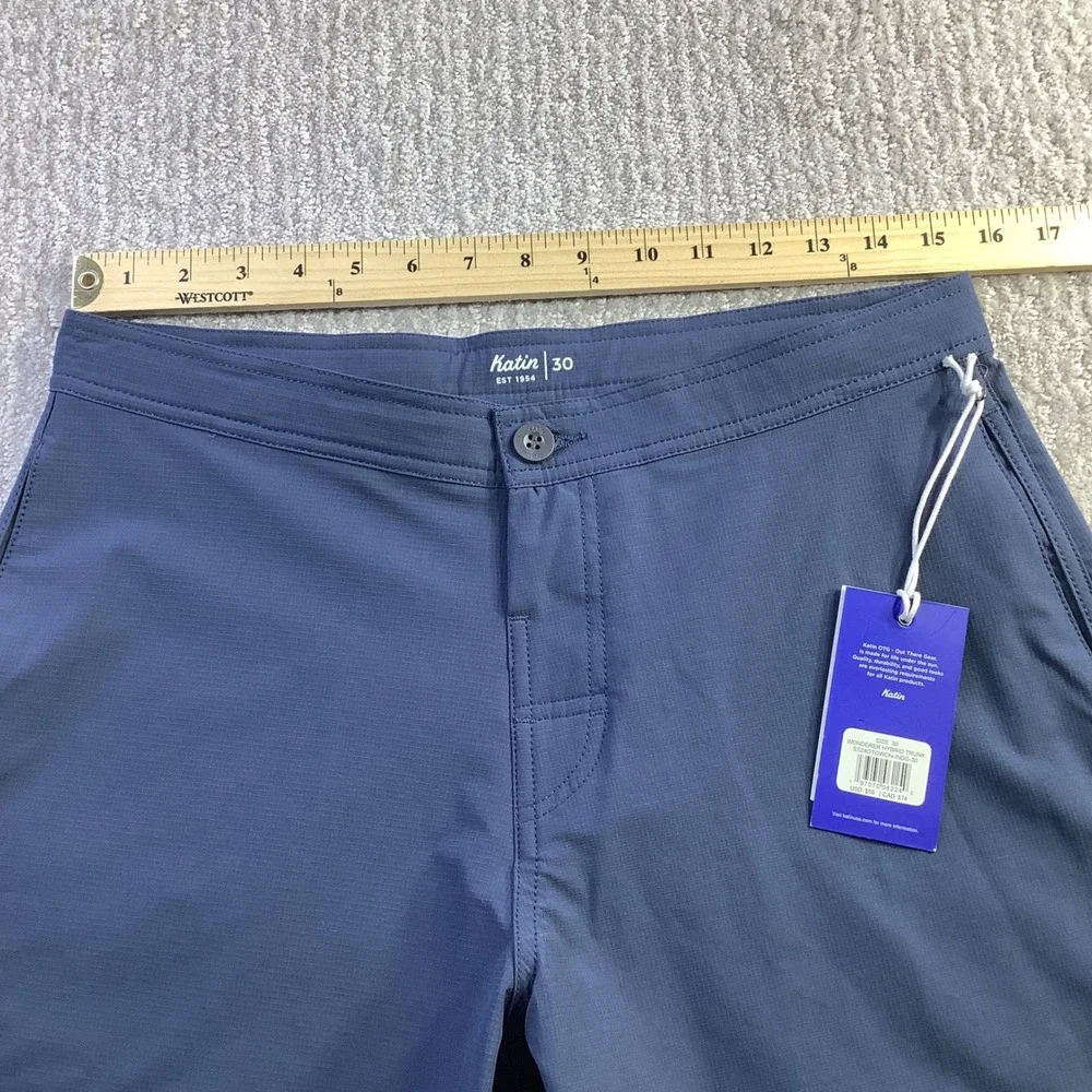 Katin Wonderer Hybrid Trunk Indigo Blue Ripstop Shorts Mens Size 30 NWT‎